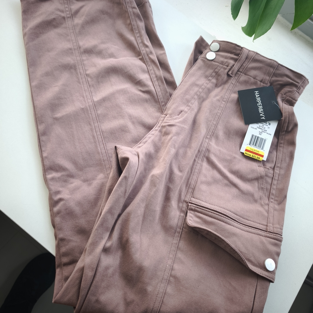 Harper Taupe High-Waisted Pants